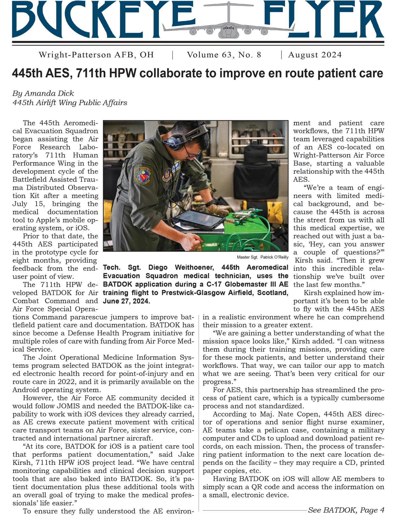 The August 2024 issue of the Buckeye Flyer is now available. The official publication of the 445th Airlift Wing includes eight pages of stories, photos and features pertaining to the 445th Airlift Wing, Air Force Reserve Command and the U.S. Air Force.