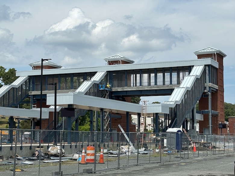 A photo featuring the Quantico Train Station on Marine Corps Base Quantico, July 24, 2024. The Quantico Train Station ’s new construction is scheduled to be completed before the start of 2025, improving the transit efficiency and commuter experience for the 6,000 daily passengers who use and pass through the station. (U.S. Marine Corps photo by Charles F. Wolf)