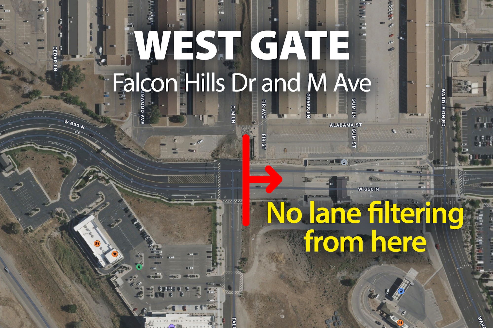 A map of the west gate at Hill AFB