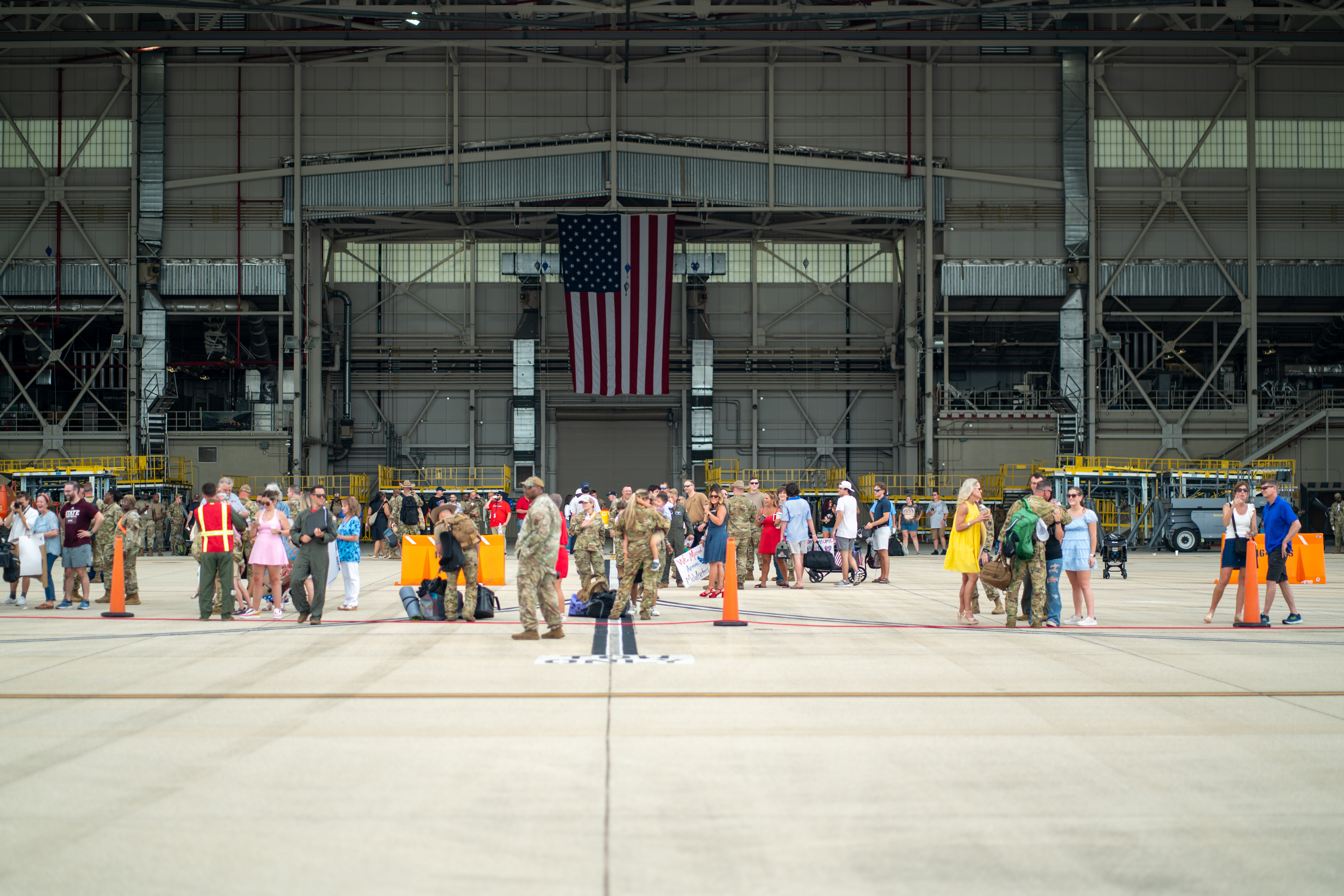 Airmen from the Operations and Maintenance groups at the 164th Airlift Wing return to the Memphis Air National Guard Base, June 28, 2024. They were greeted by their loved ones at the flight line after being deployed for three months.