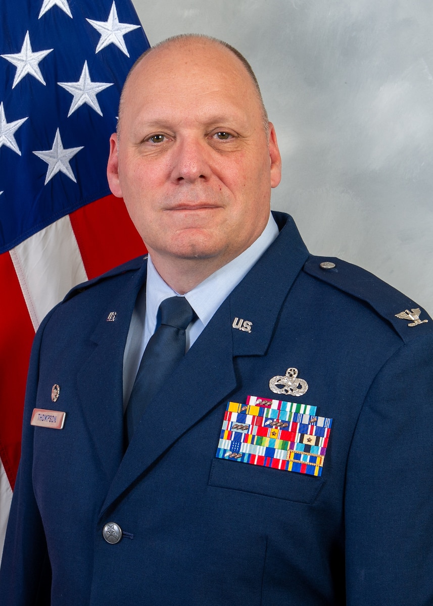 This is the official photo of Col. Michael J. Thompson, the 62d Maintenance Group Commander.