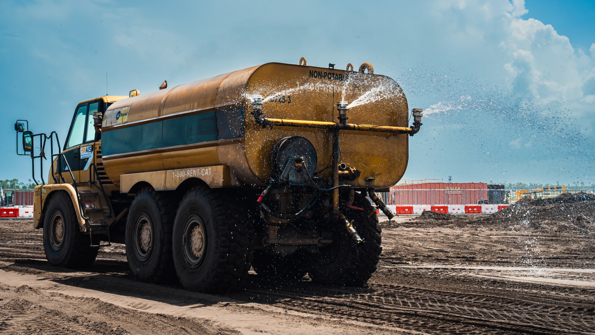truck sprays water