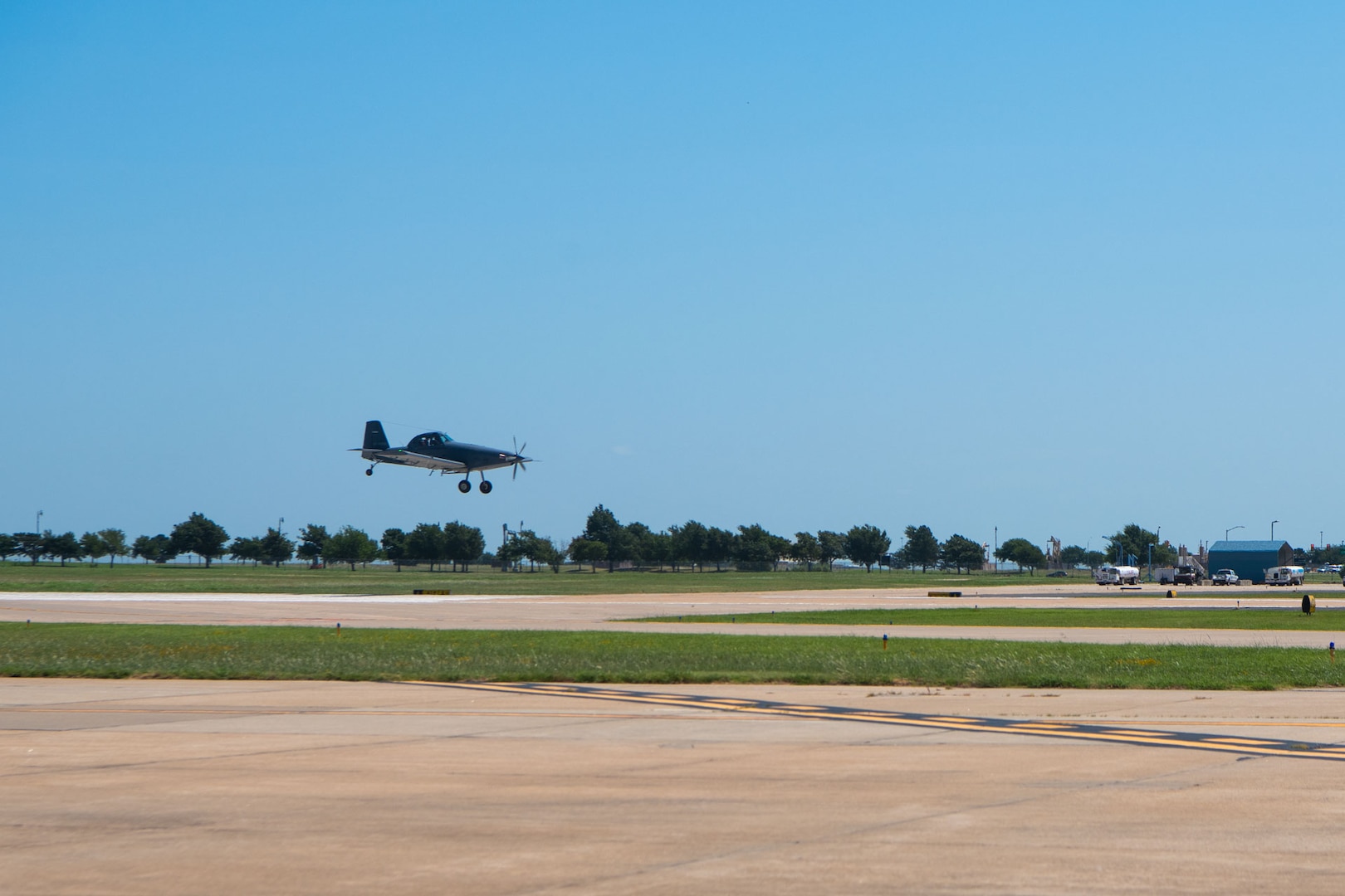 The 137th Special Operations Wing welcomes its first AT-802U trainer aircraft at Will Rogers Air National Guard Base, Oklahoma City, July 29, 2024, following test pilot training at Hurlburt Field, Florida. The AT-802U trainer aircraft will be used to train initial cadre in a representative tail wheel aircraft in preparation for the missionized Armed Overwatch (OA-1K) variant. Secretary of the Air Force Frank Kendall selected WRANGB for the Total Force Integration OA-1K Formal Training Unit. The OA-1K is a low-cost, multirole, rapidly-deployable, small-to-medium size aircraft system to support geographically isolated special operations personnel. The aircraft will perform close air support, precision strike, armed intelligence, surveillance and reconnaissance in austere and permissive environments. (U.S. Air National Guard photo by Senior Airman Erika Chapa)