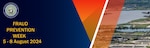 Blue banner overlaying opaque orange on an image of a coastal place. Text on the left.
