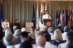 Rear Adm. Carlos A. Sardiello, newly appointed commander, U.S. Naval Forces Southern Command/U.S. 4th Fleet, gives remarks during the U.S. Naval Forces Southern Command/U.S. 4th Fleet change of command ceremony onboard Naval Station Mayport, Florida, August 1, 2024. U.S. Naval Forces Southern Command/U.S. 4th Fleet is the maritime component of U.S. Southern Command and the trusted maritime partner for Caribbean, Central and South America maritime forces leading to improved unity, security and stability.