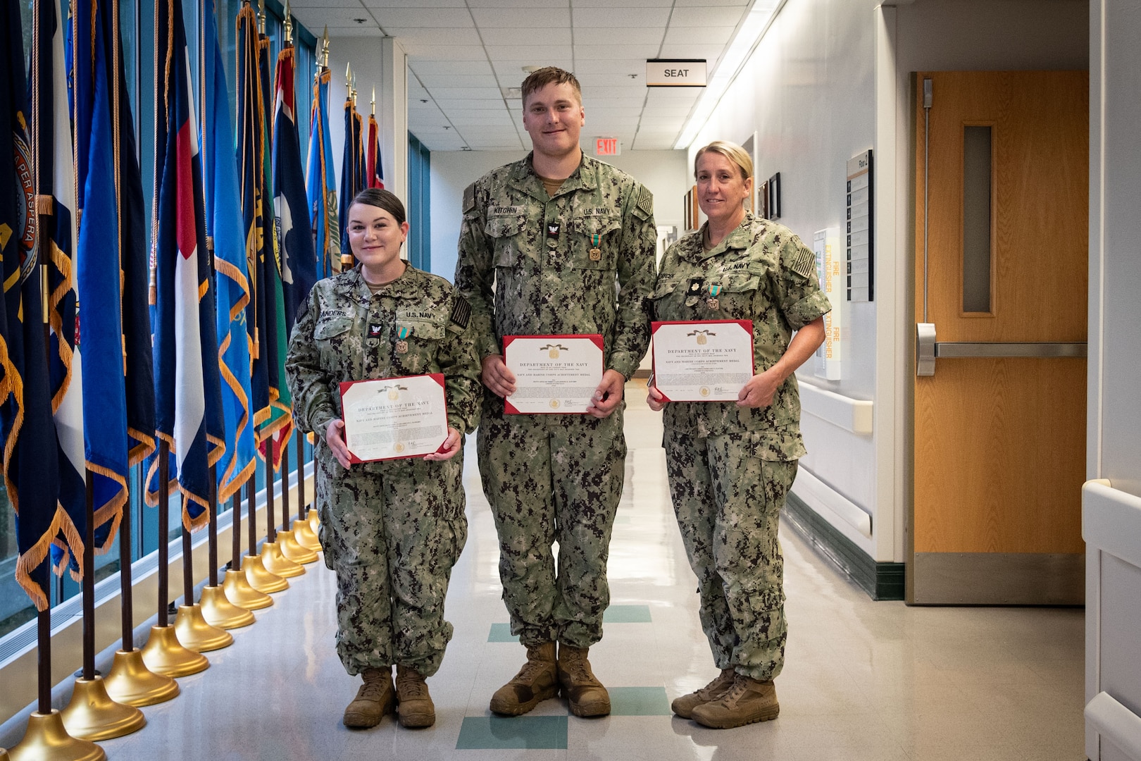 The Naval Health Clinic Cherry Point Preventative Medicine Team were awarded Navy and Marine Corps Achievement Medals for their contributions to the successful execution of the 2024 Marine Corps Air Station Cherry Point Air Show.

Awarded were Hospital Corpsman Second Class Ashlyn Sanders, Hospital Corpsman Third Class Joseph Kitchin and Lieutenant Commander Amy Zaycek.