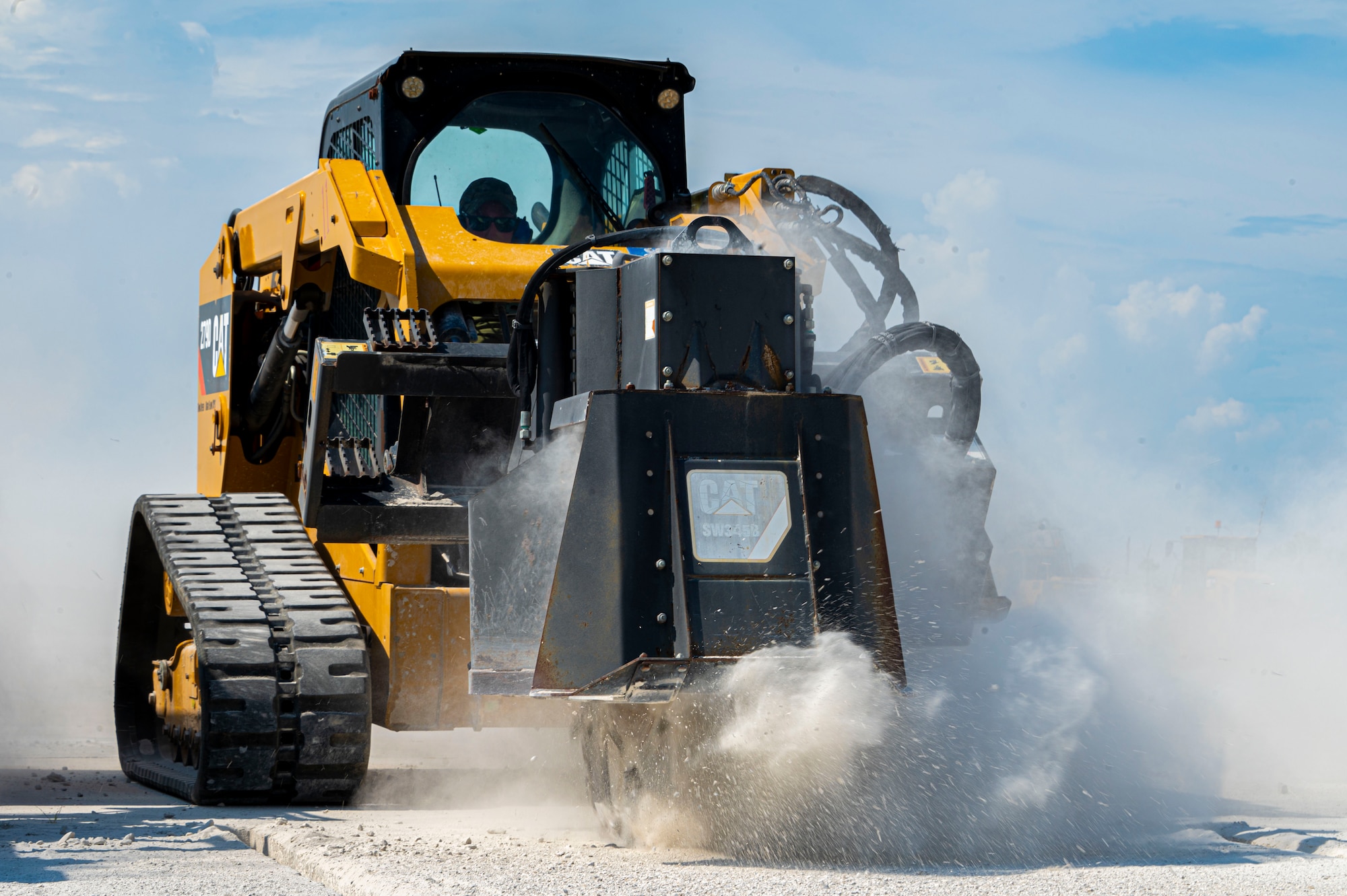 Airmen work on runway