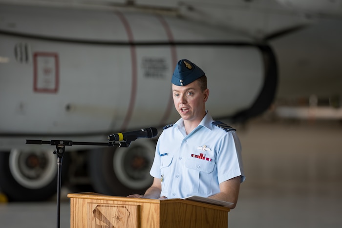 Man speaking at podium