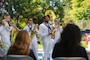 Musician 3rd Class Jared Goodrum, assigned to Navy Band Northwest, plays the saxaphone for patients and staff at Seattle Children's Hospital in Seattle as part of Seattle Seafair Fleet Week Aug. 1, 2024.  Seattle Fleet Week is a time-honored celebration of the sea services and provides an opportunity for the citizens of Washington to meet Sailors, Marines and Coast Guardsmen, as well as witness firsthand the latest capabilities of today’s maritime services. (U.S. Navy photo by Mass Communication Specialist 1st Class Jacob I. Allison)