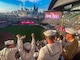 U.S. Navy Sailors and Marines celebrate a Seattle Mariners home run during a baseball game at T-Mobile Stadium in Seattle during Seattle Seafair Fleet Week Aug. 2, 2024.  Seattle Fleet Week is a time-honored celebration of the sea services and provides an opportunity for the citizens of Washington to meet Sailors, Marines and Coast Guardsmen, as well as witness firsthand the latest capabilities of today’s maritime services. (U.S. Navy photo by Mass Communication Specialist 1st Class Jacob I. Allison)