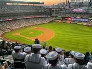 U.S. Navy Sailors watch a Seattle Mariners baseball game at T-Mobile Stadium in Seattle during Seattle Seafair Fleet Week Aug. 3, 2024.  Seattle Fleet Week is a time-honored celebration of the sea services and provides an opportunity for the citizens of Washington to meet Sailors, Marines and Coast Guardsmen, as well as witness firsthand the latest capabilities of today’s maritime services. (U.S. Navy photo by Mass Communication Specialist 1st Class Jacob I. Allison)