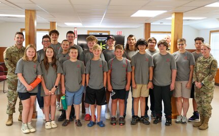 U.S. Soldiers with the Pennsylvania National Guard Cyber Branch host 13 students aged 11-18 from the Pequea Valley School District Apple Core Team for a day of learning and competition at Fort Indiantown Gap, Pennsylvania, Aug.1, 2024.