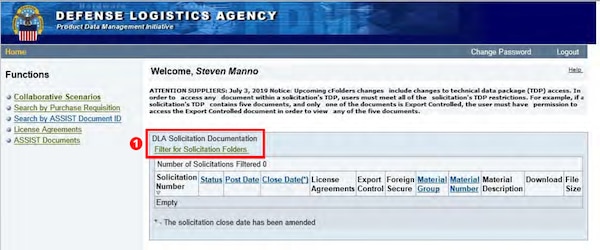 Vendors can filter a solicitation folder by clicking on Filter for Solicitation Folders.