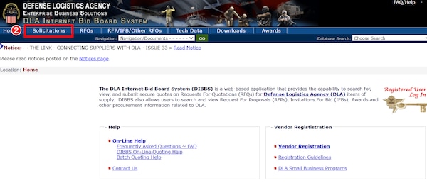 Click on the "Solicitations" tab to locate solicitations.