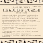 Headline Puzzle: August 2024 Encrypted Headlines Graphic