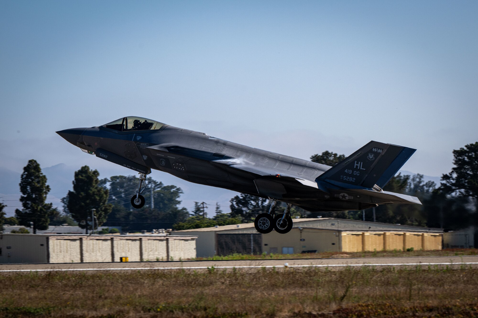 A photo of an F-35 taking off