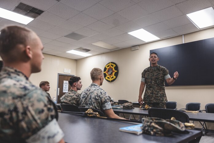 Sgt. Maj. Ruiz Speaks to 2nd MLG Corporals Course