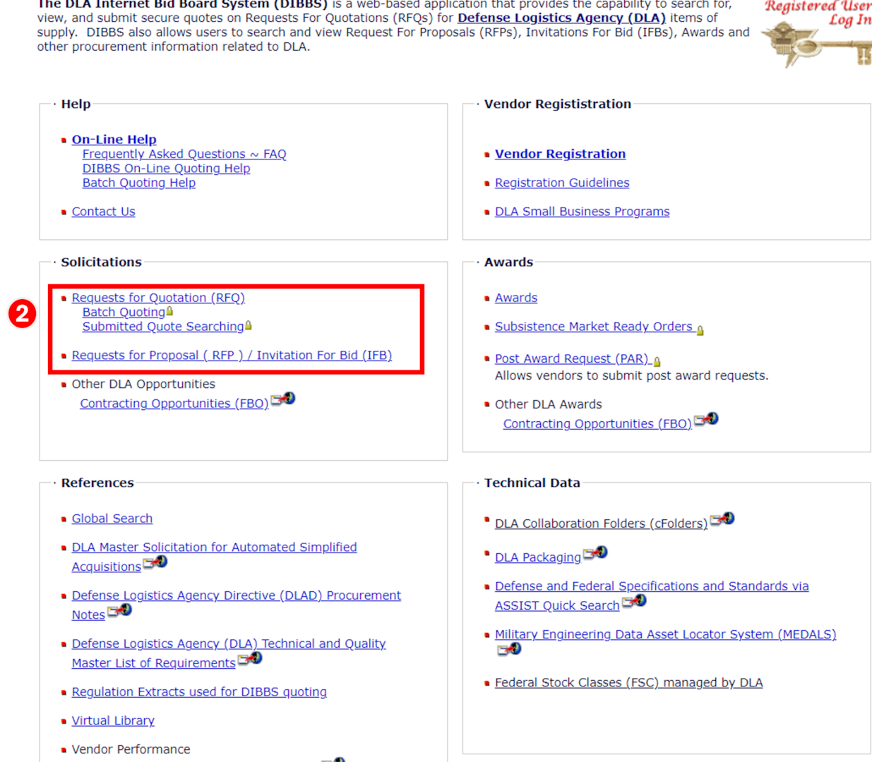 Accessing cFolders by through DIBBS RFQ or RFP.