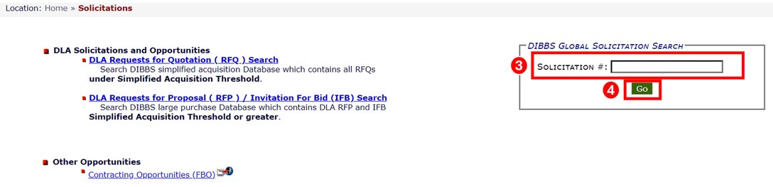 Input the solicitation number into the search bar and click "Go."