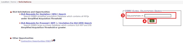 Input the solicitation number into the search bar and click "Go."