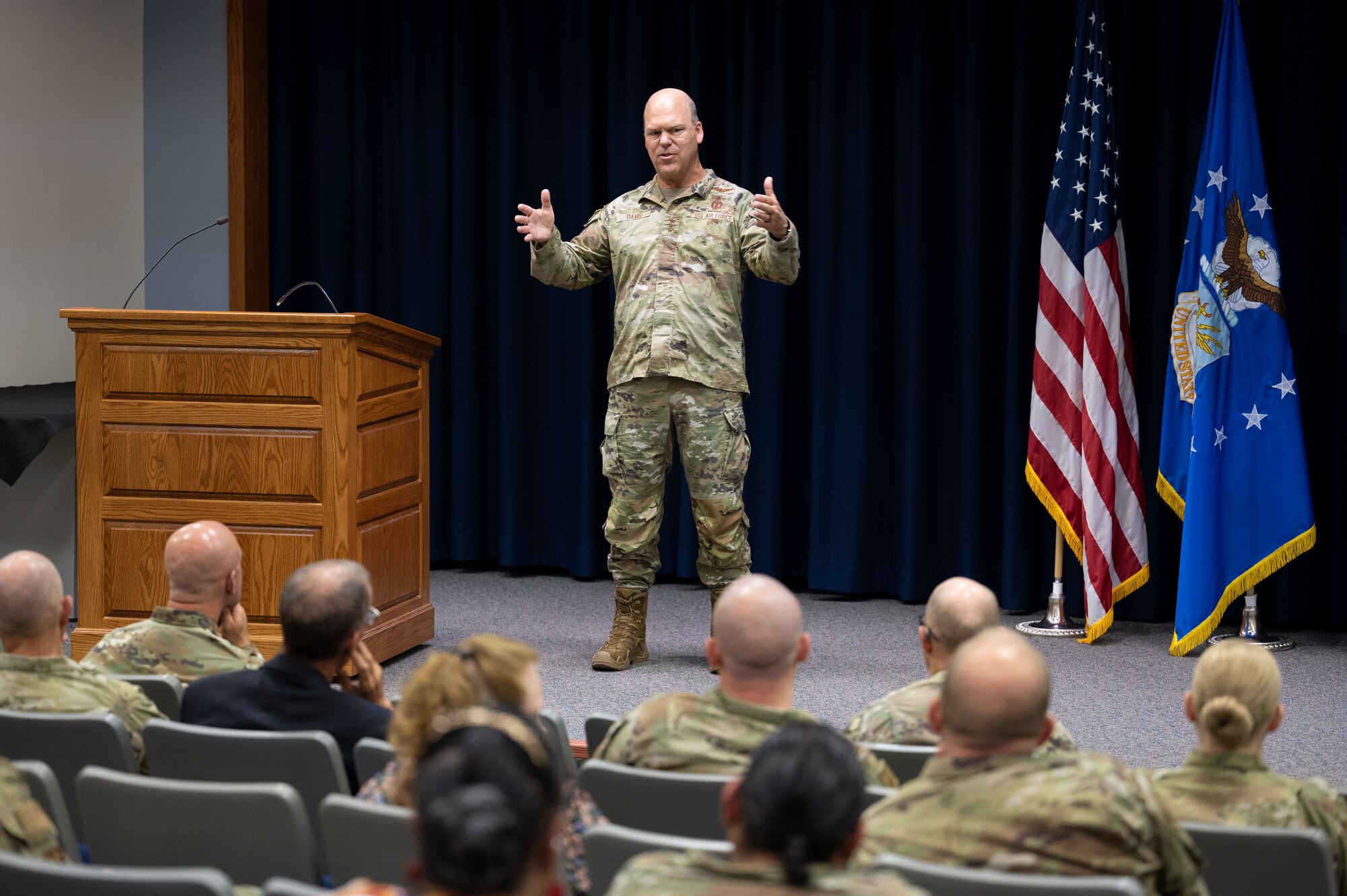 A man speaks to a crowd.