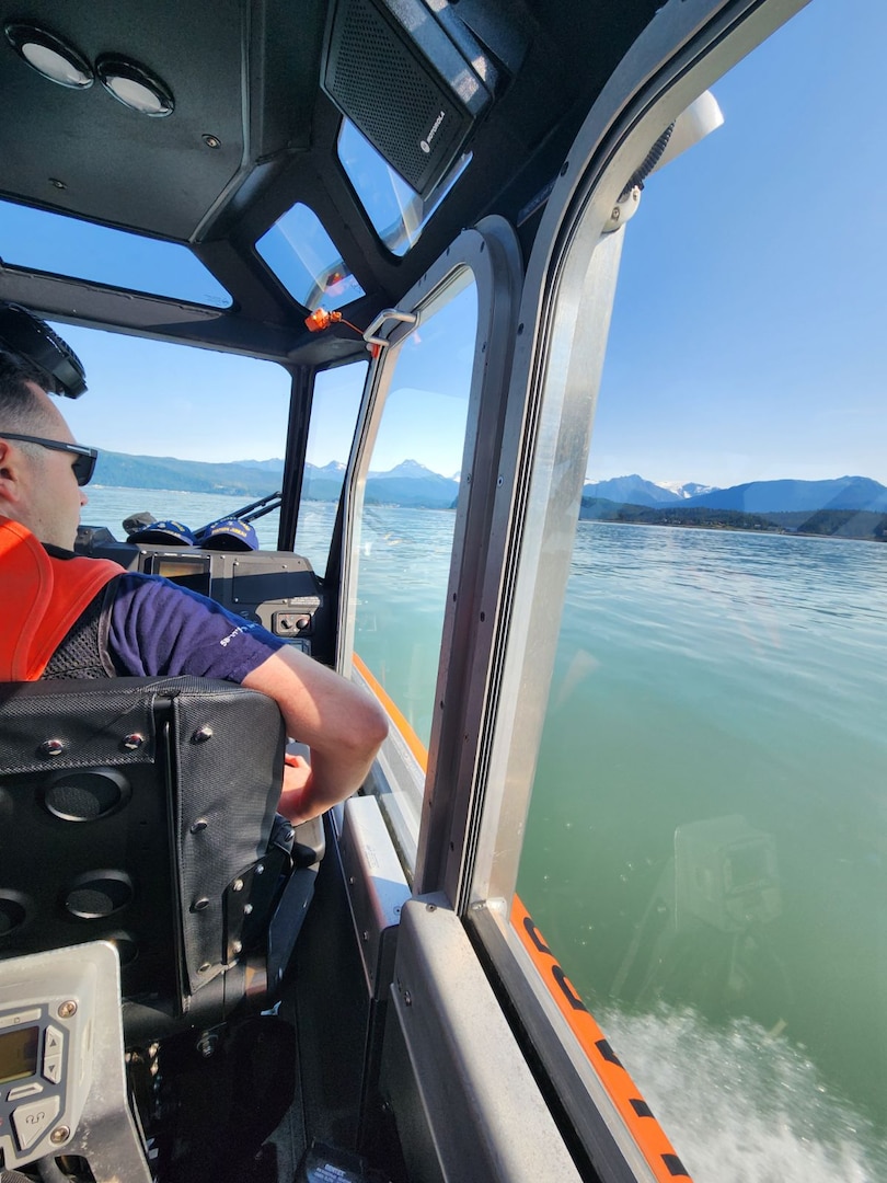 The Coast Guard and Alaska Department of Environmental Conservation are responding to flooding in Mendenhall Valley, Alaska, Aug. 6, 2024. Pollution responders are conducting overflights of the impacted area, shoreline assessments along Mendenhall River, and water-side assessments in and around Fritz Cove via a response boat from Station Juneau. U.S. Coast Guard photo.