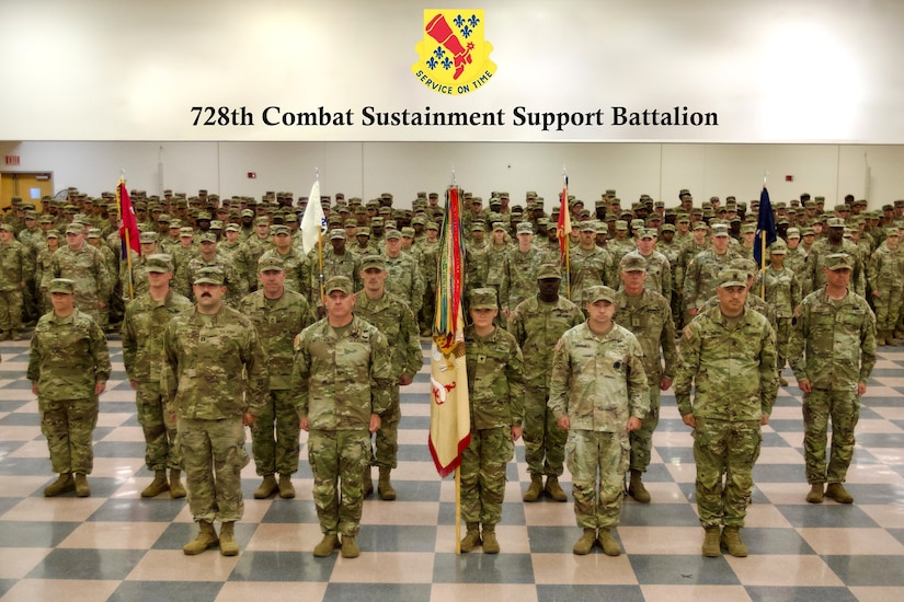 728th Combat Sustainment Support Battalion, 213th Regional Support Group, Pennsylvania National Guard. (U.S. Army National Guard photo illustration by Maj. Travis Mueller) (A unit logo and text was added to the frame)