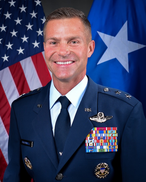 Airman in blues uniform