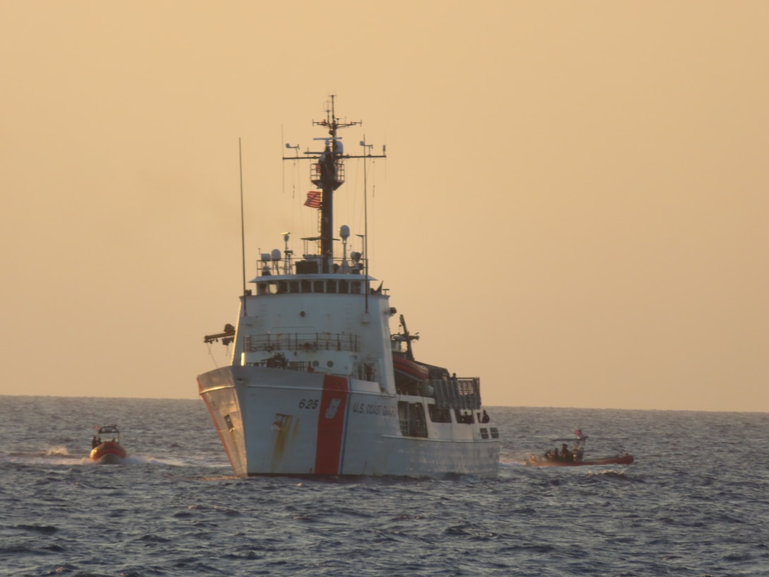 Coast Guard Cutter Venturous conducts small boat operations in Canal De Tortue, Haiti July 19, 2024. Venturous’ crew conducted a 60-day maritime safety and security patrol in the Windward Passage and Florida Straits. (U.S. Coast Guard photo by Petty Officer 1st Class Alvin Cruz)