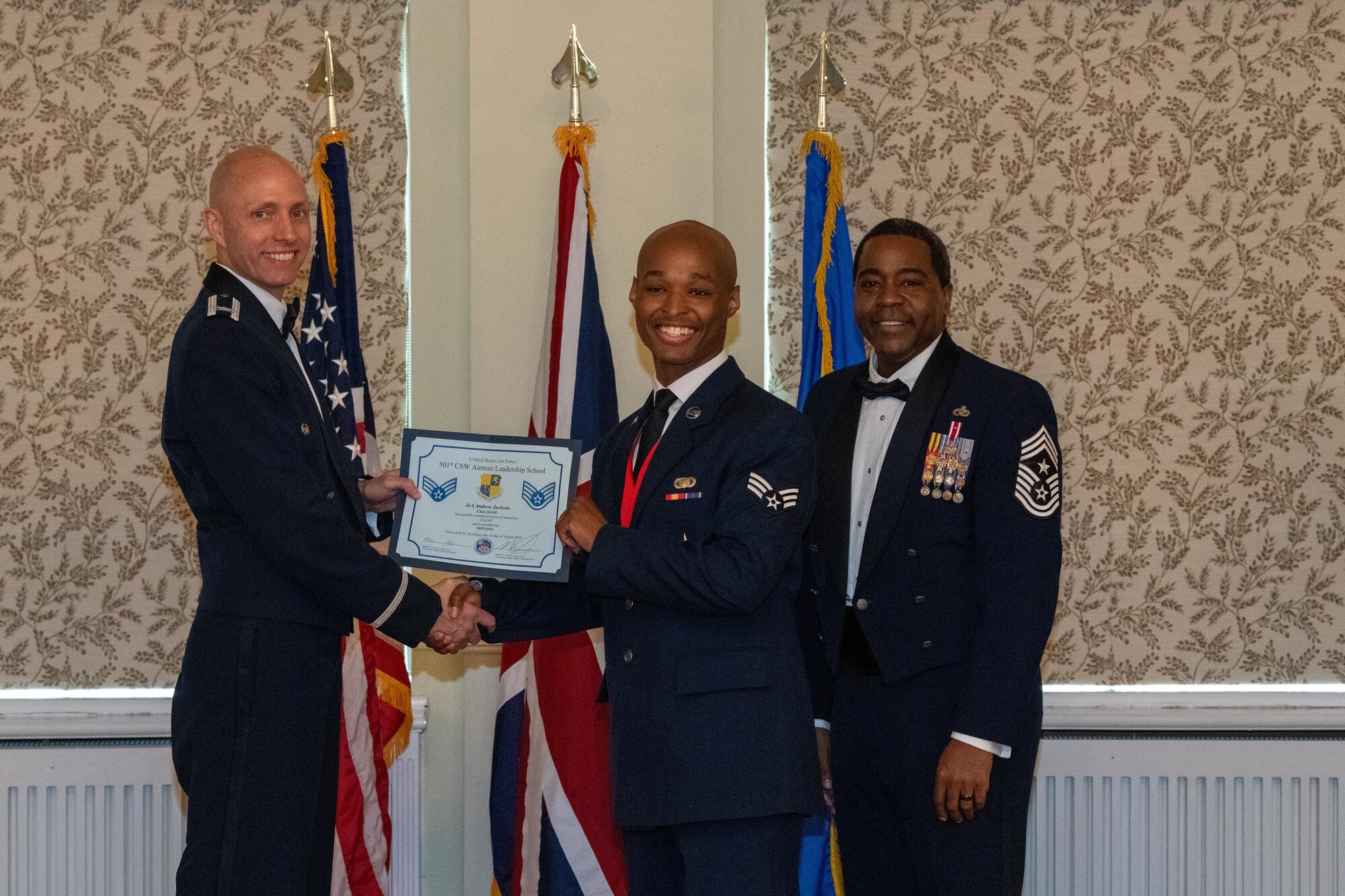 Student receives an Airman Leadership School Diploma