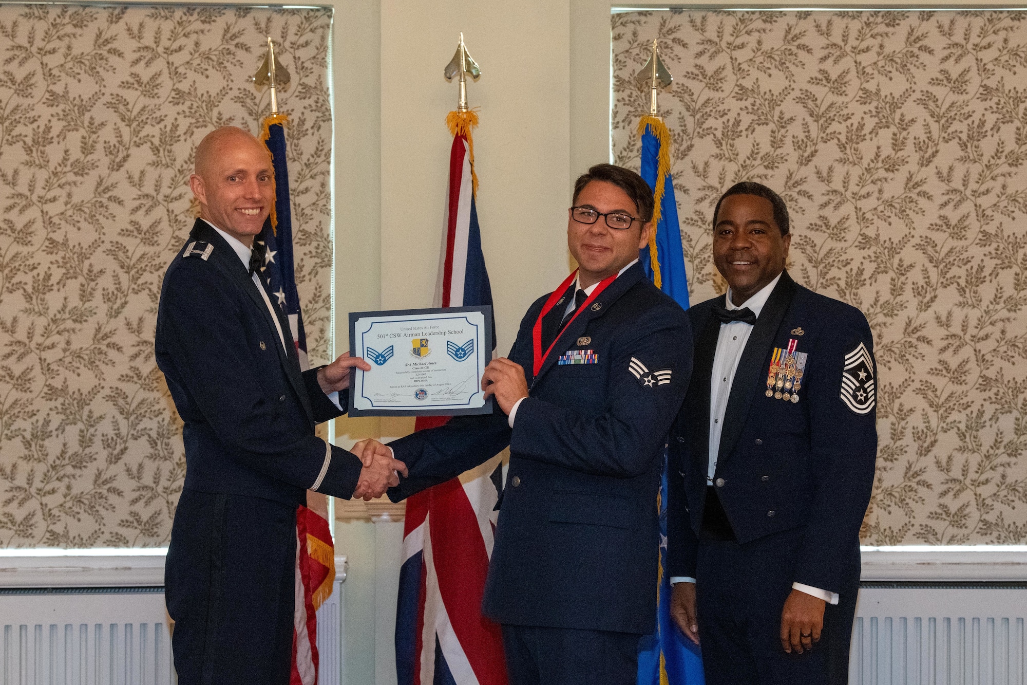 Student receives an Airman Leadership School Diploma