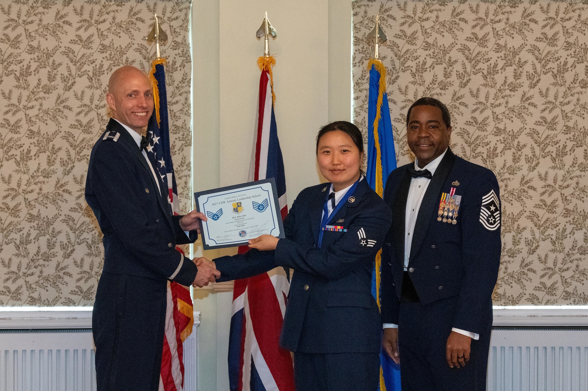 Student receives an Airman Leadership School Diploma