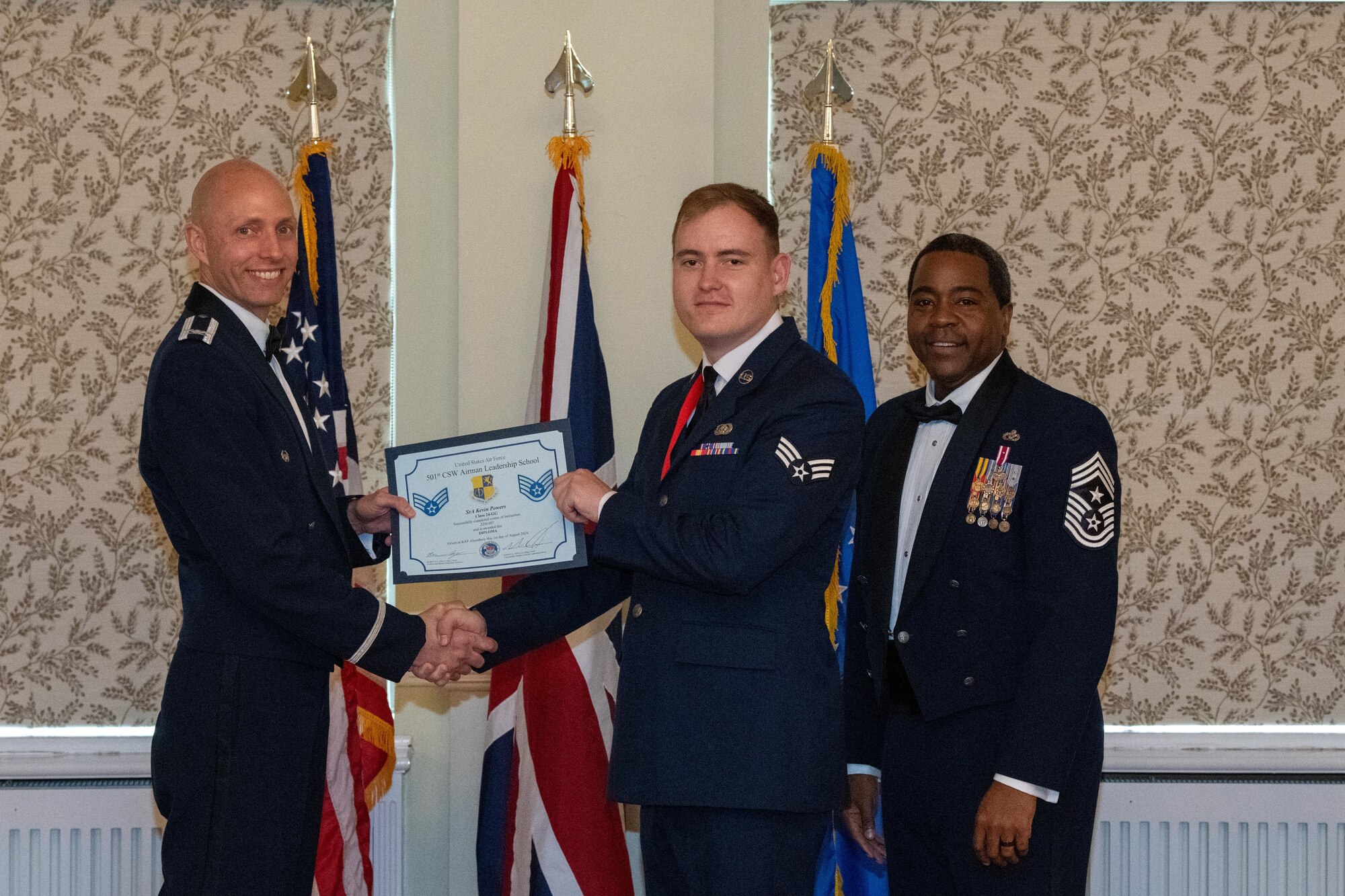 Student receives an Airman Leadership School Diploma