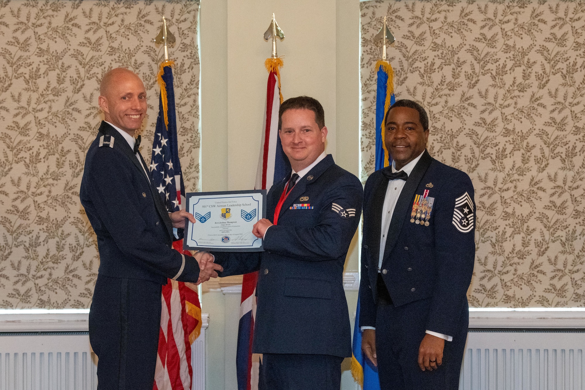 Student receives an Airman Leadership School Diploma
