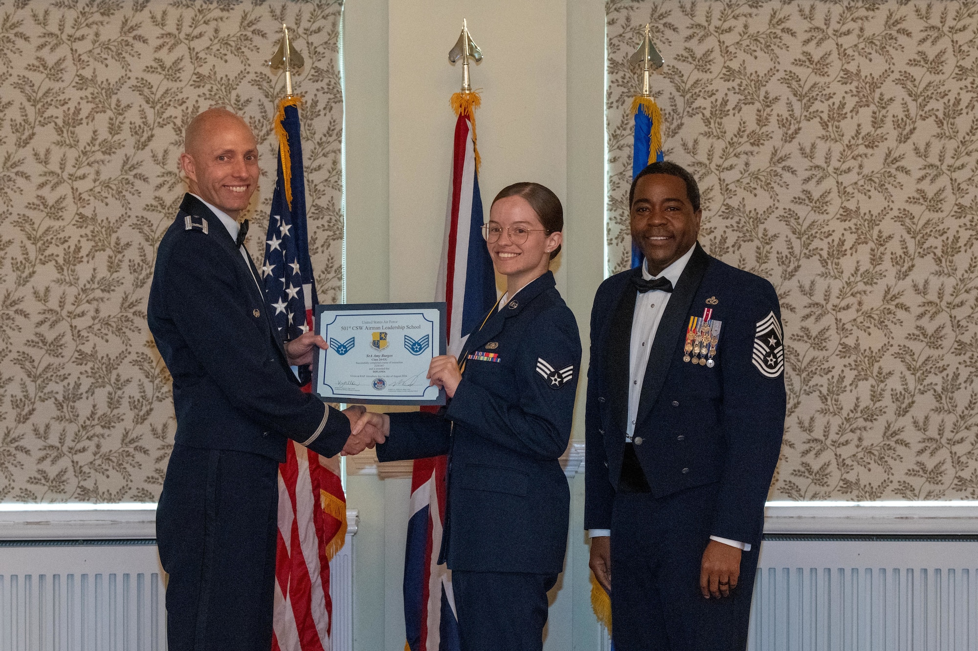 Student receives an Airman Leadership School Diploma