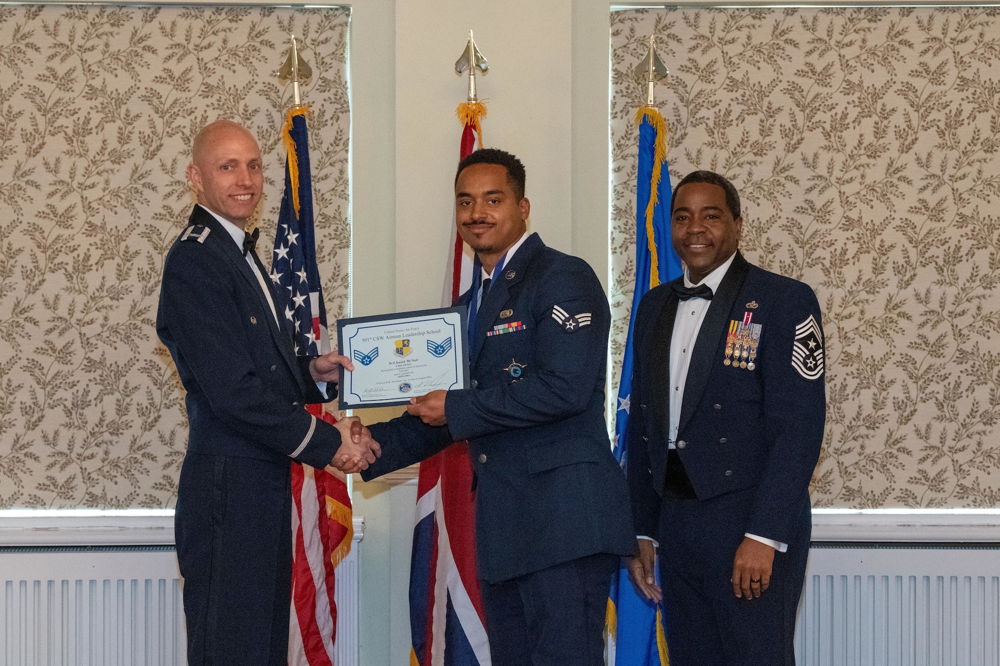 Student receives an Airman Leadership School Diploma