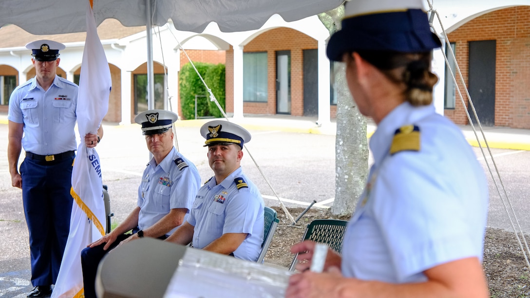 Lt. Pablo Ortiz assumed command of the newly established Coast Guard Marine Safety Unit Coram as the unit’s first commanding officer during an assumption of command ceremony held in Coram, New York, August 9, 2024. Capt. Elisa Garrity, the Coast Guard Sector Long Island Sound commander, presided over the ceremony. (U.S. Coast Guard photo by Petty Officer 3rd Class Breanna Boardman)