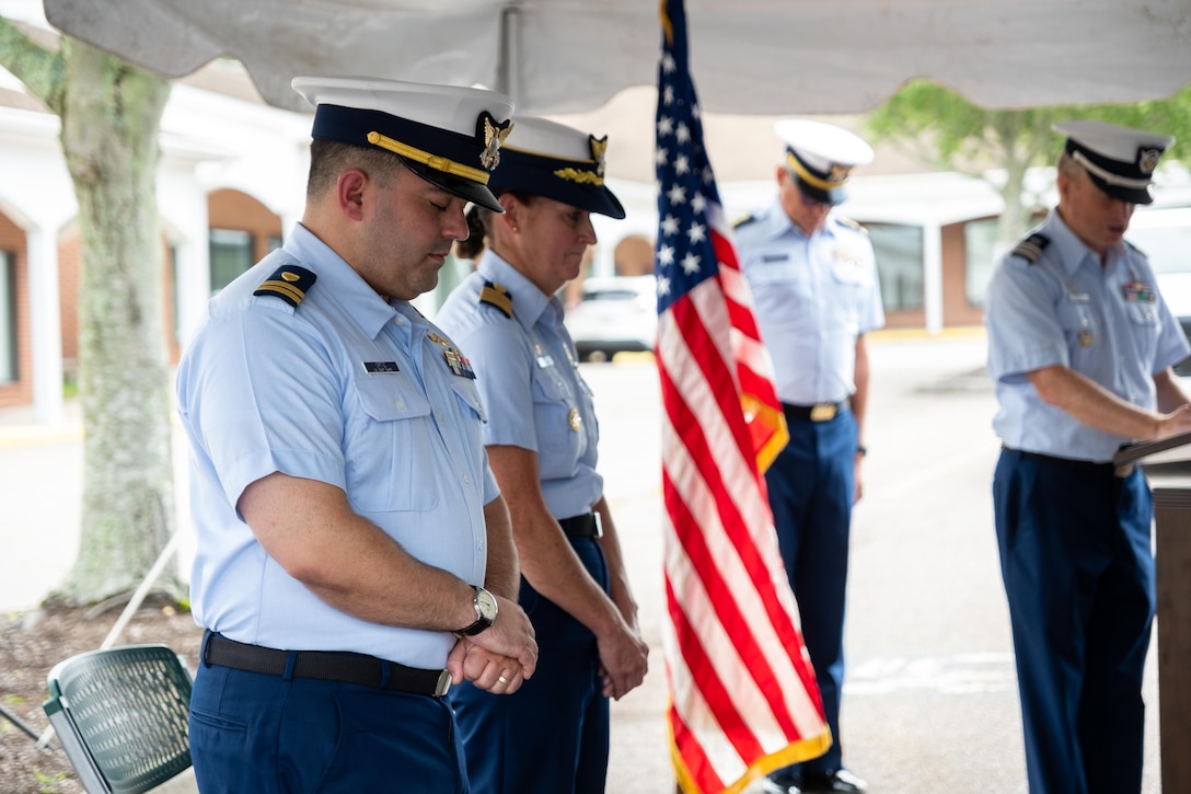 Chaplain Ben Shambaugh delivered the benediction during the commissioning held in Coram, New York, August 9, 2024. Capt. Elisa Garrity, the Coast Guard Sector Long Island Sound commander, presided over the ceremony. (U.S. Coast Guard photo by Petty Officer 2nd Class Sydney Phoenix)