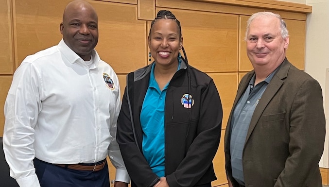 Three DLA Troop Support Leaders pose for a photo.