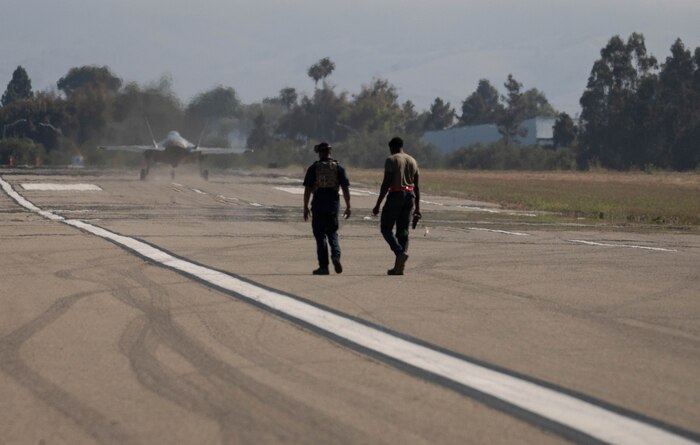 A photo of F-35 operations at Santa Maria Airport.