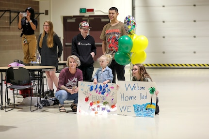 Approximately 100 Soldiers of “Bison” Company, as they are affectionally known, returned after a nine-month deployment to Kuwait as part of Operation Spartan Shield.