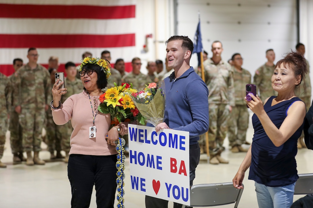 Approximately 100 Soldiers of “Bison” Company, as they are affectionally known, returned after a nine-month deployment to Kuwait as part of Operation Spartan Shield.