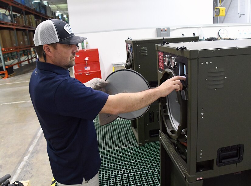 Joseph Wargo, lead electronics technician at the U.S. Army Medical Materiel Agency’s Medical Maintenance Operations Division at Tobyhanna Army Depot, Pennsylvania, performs sustainment-level maintenance on a steam sterilizer May 2, 2024. (C.J. Lovelace)