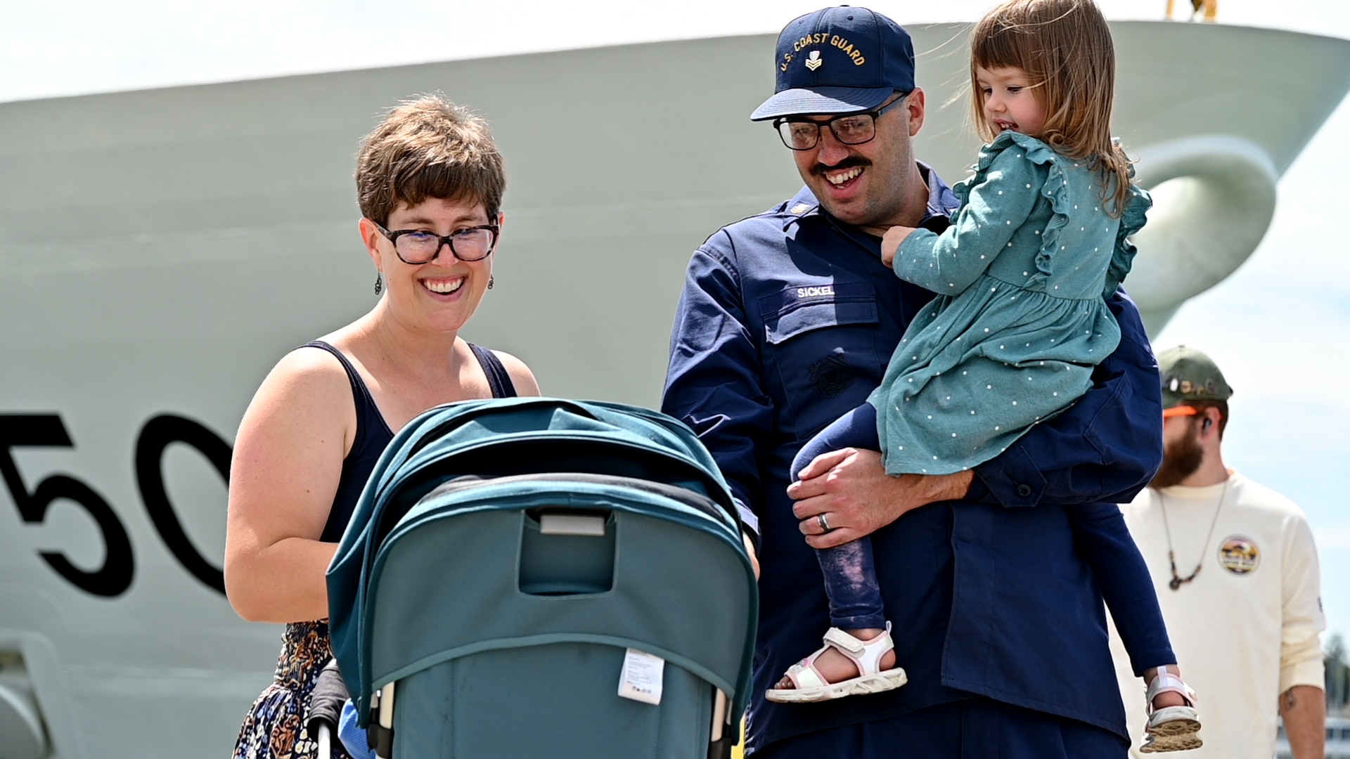 The U.S. Coast Guard Cutter Waesche (WSML 751) crew members reunite with family, friends and loved ones after returning to their Base Alameda, California, home port, Aug. 11, 2024, following a 120-day Indo-Pacific patrol. The Waesche participated in various engagements, exercises, and events throughout their deployment. U.S. Coast Guard photo by Chief Petty Officer Matthew Masaschi.