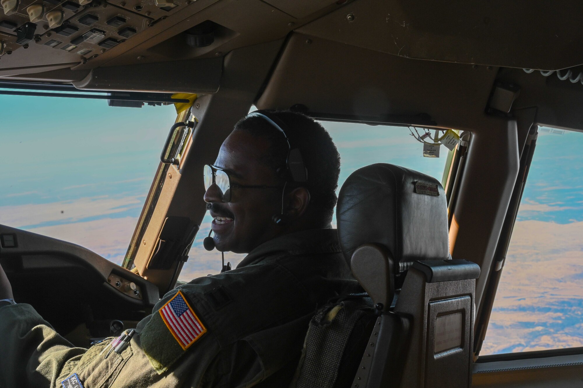 Capt. Thomas Terrell, 344th Air Refueling Squadron pilot, flies a KC-46 Pegasus over the coast of California for Bamboo Eagle 24-3 on Aug. 8, 2024. The 344th ARS provides critical inflight refueling capabilities with the Air Force’s newest tanker, testing its ability to deploy rapidly and maneuver the Joint Force at time, scale and mass. Bamboo Eagle is a coastal exercise that tests the integration of mobility, combat, bomber, joint and Allied aircraft, which is key to joint force and international partner success. This iteration’s BE 24-3 is an example of how the Air Force implements large-scale exercises and mission-focused training encompassing multiple operational plans to demonstrate and rehearse for complex, large-scale military operations. (U.S. Air Force photo by Senior Airman William Lunn)