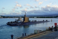 The Virginia-class fast-attack submarine USS Hawai’i (SSN 776) begins sea trials at Joint Base Pearl Harbor-Hickam, Hawai’i, July 12, 2024. Hawai’i began its maintenance period at Pearl Harbor Naval Shipyard and Intermediate Maintenance Facility Pearl Harbor in late 2021. Significant refurbishments of major components were performed due to periodicity requirements during a depot modernization period availability. Upgrades, inspections and repairs were conducted throughout the submarine. For almost two years, maintenance crews worked in the dry dock, then Hawai’i was moved pier-side where the remaining work was completed. Prior to being certified as seaworthy and ready to return to the fleet, the submarine will be taken out on sea trials for testing. PHNSY & IMF is the largest, most comprehensive fleet repair and maintenance facility between the U.S. West Coast and the Far East and provides a capable, ready and "Fit to Fight" fleet. (U.S. Navy photo by Justice Vannatta)