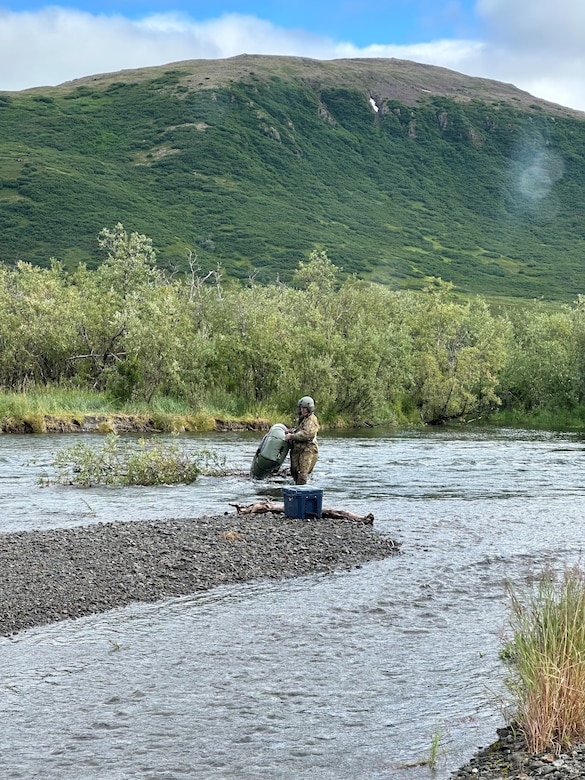 Alaska Army National Guard aviators with Alpha Company, 1-168th General Support Aviation Battalion, operating a UH-60L Black Hawk helicopter out of Bethel, Alaska, helped rescue an overdue rafter in the vicinity of Goodnews Lake.