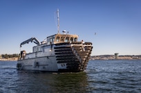 A team of divers from Code 760, Regional Dive Division, at Puget Sound Naval Shipyard & Intermediate Maintenance Facility, make their way to the Port Orchard, Washington, Marina, Aug 1, 2024, aboard their new dive boat. (U.S. Navy photo by Wendy Hallmark)