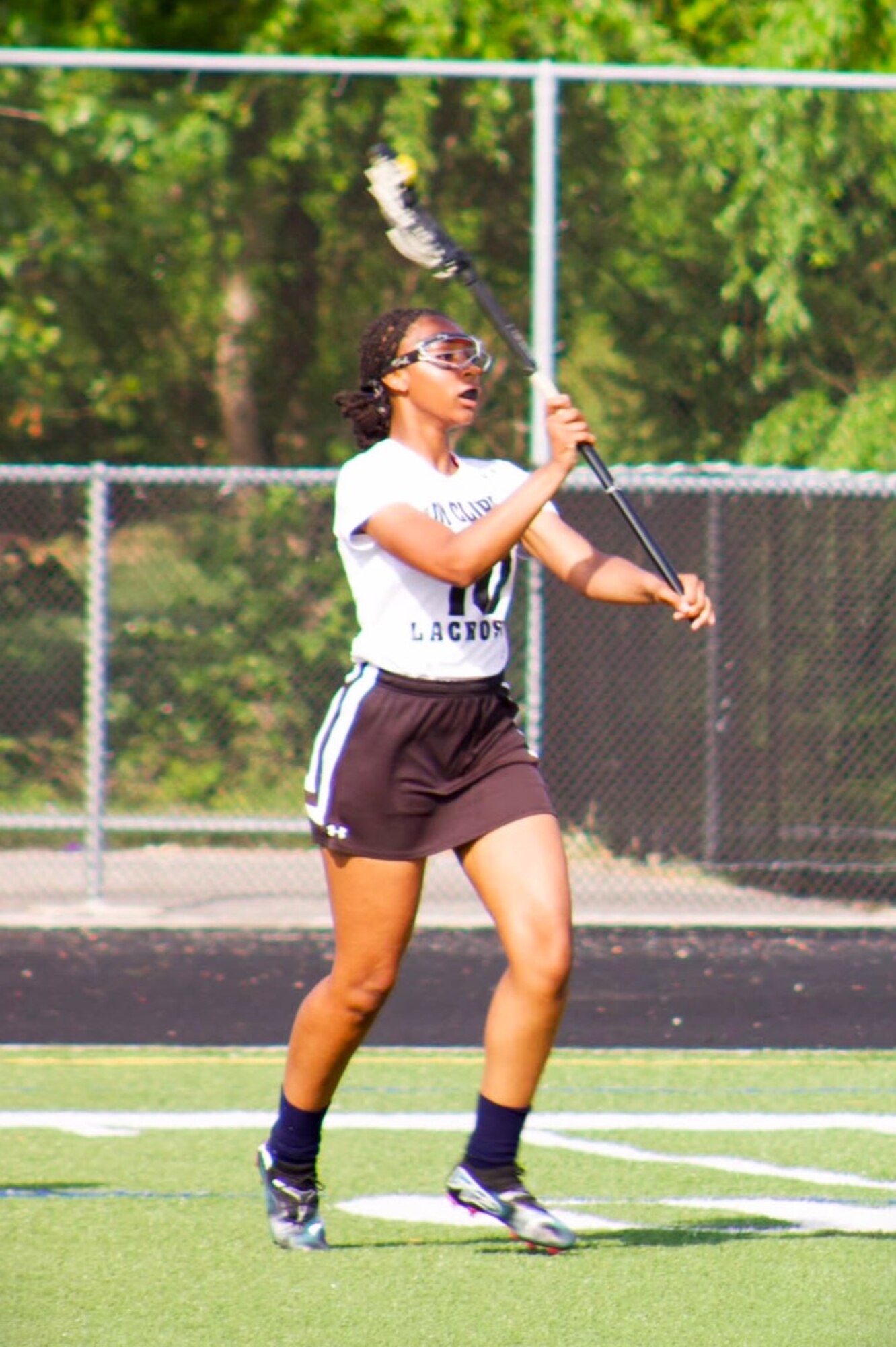 Air Force Junior ROTC Cadet Aaliyah Jones, a rising senior at Oxon Hill High School in Maryland, plays lacrosse for her high school team.