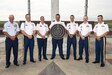 The All National Guard Rifle Team poses with the target they struck from 600 yards after winning the National Trophy also known as the Dogs of War Trophy, and the Hilton Trophy during the National Matches at Camp Perry, Ohio, Aug. 2, 2024. This is the third time that the National Guard won the National Trophy since its inception in 1903, the last time being in 1986 and 1977. (U.S. Air National Guard photo by Senior Master Sgt. Shawn Monk)